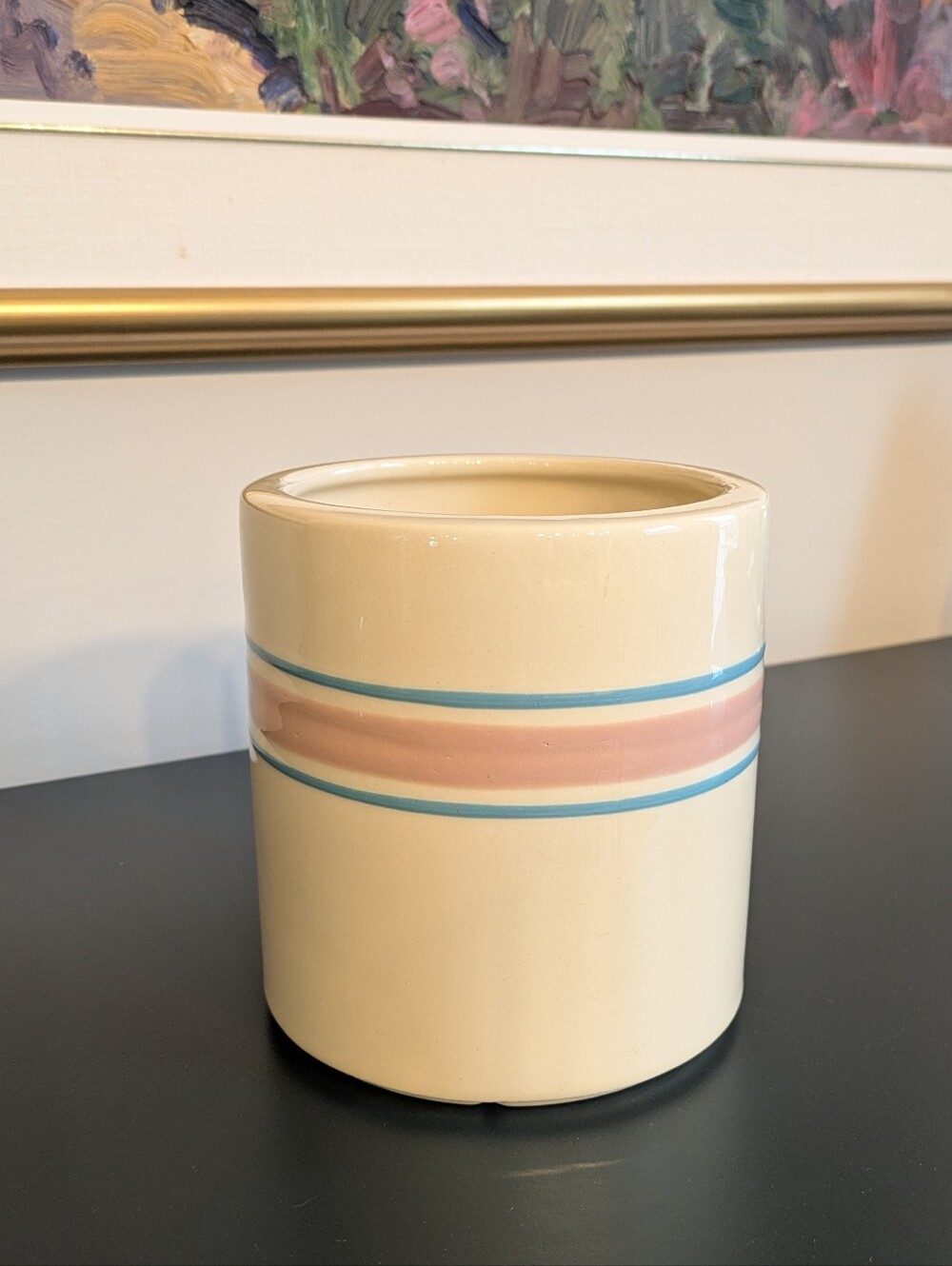 Vintage McCoy Pink & Blue Striped Pot